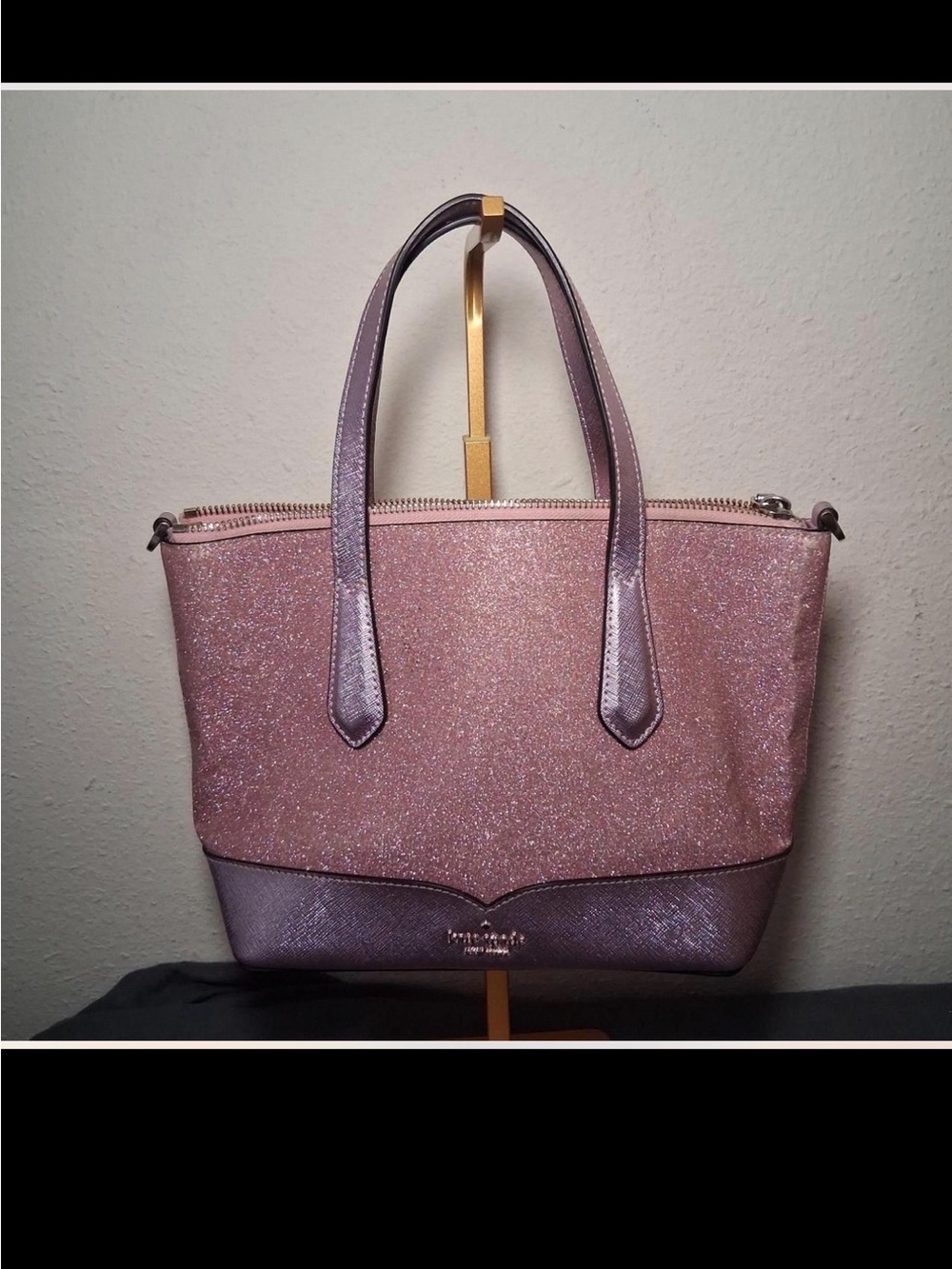 Sparkle Pink Tote Bag with Metallic Trim